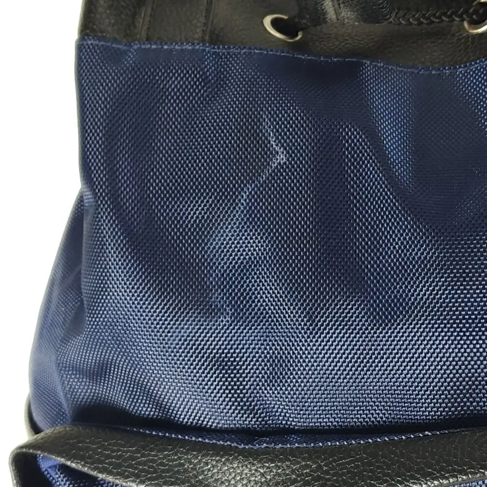 VERSACE Parfums Blue Black Drawstring Luxury Duffle Overnight Carry-On Backpack